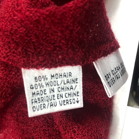 Vintage Dana Buchman Mohair wool sleeved shawl Red XS/S - Picture 2 of 9